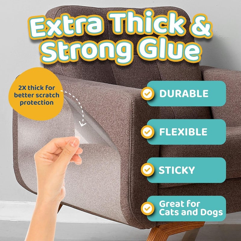 Mimi&Bubu Store [0.2 مم سميك إضافي خالي من BPA] واقي أثاث مضاد للخدش (160" × 13"), واقي أريكة لاصق من جانب واحد للقطط والكلاب, واقي زوايا الأريكة من المخالب, شريط رادع لخدش القطط. - Image 3